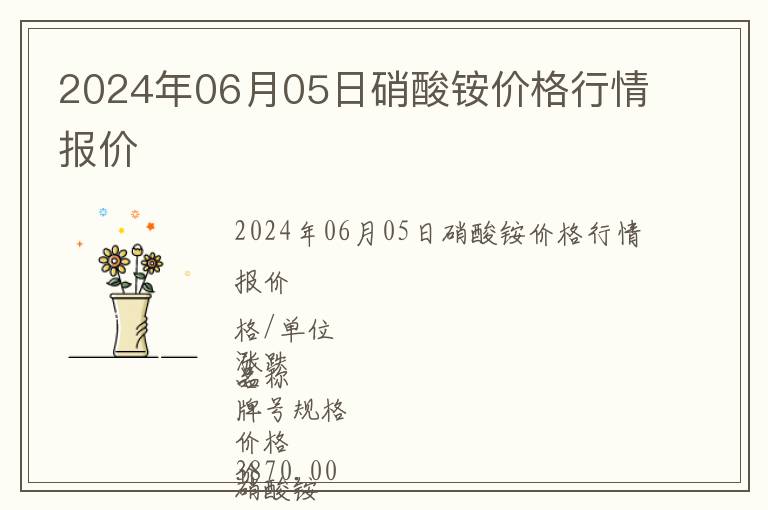 2024年06月05日硝酸銨價格行情報價