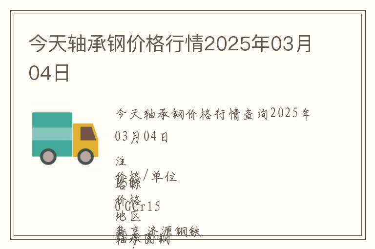 今天軸承鋼價格行情2025年03月04日
