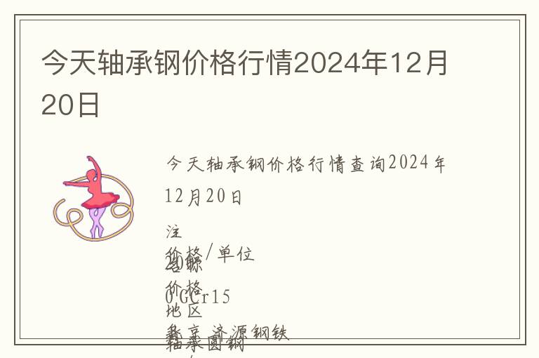 今天軸承鋼價格行情2024年12月20日
