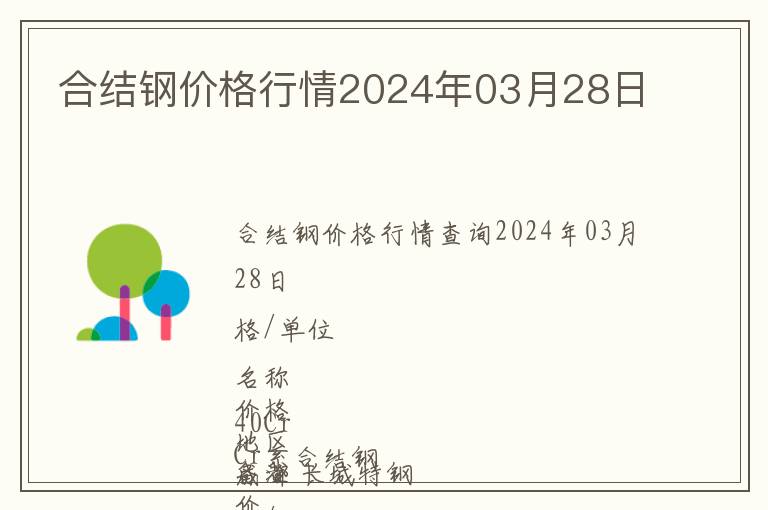 合結鋼價格行情2024年03月28日