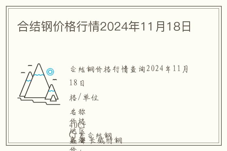 合結鋼價格行情2024年11月18日