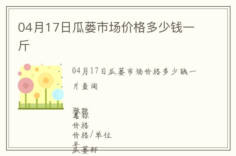 04月17日瓜蔞市場價格多少錢一斤