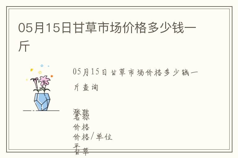 05月15日甘草市場價格多少錢一斤