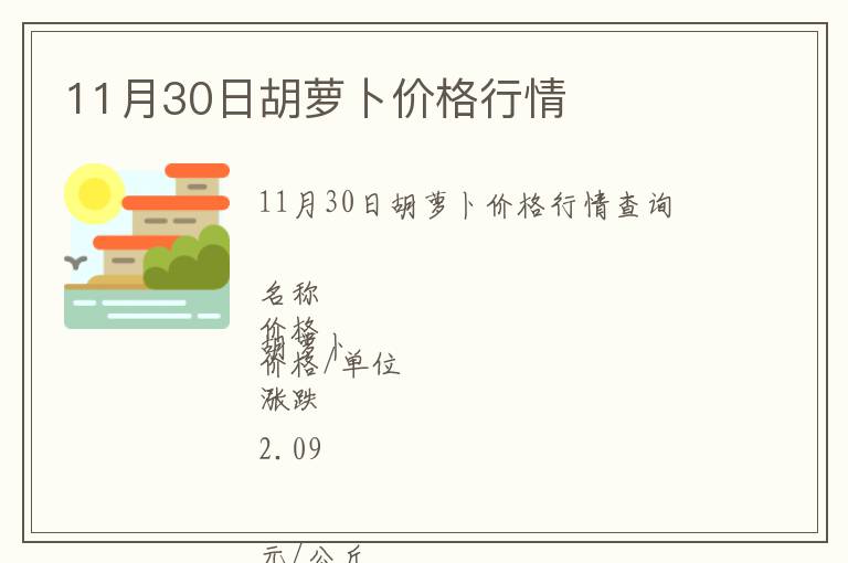 11月30日胡蘿卜價格行情
