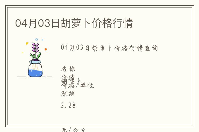 04月03日胡蘿卜價格行情