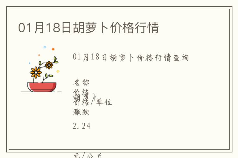 01月18日胡蘿卜價格行情