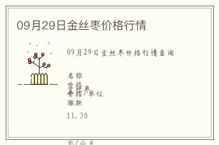 09月29日金絲棗價格行情