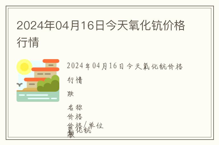 2024年04月16日今天氧化鈧價(jià)格行情