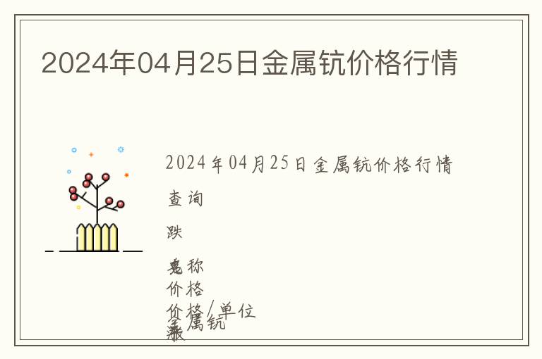 2024年04月25日金屬鈧價格行情