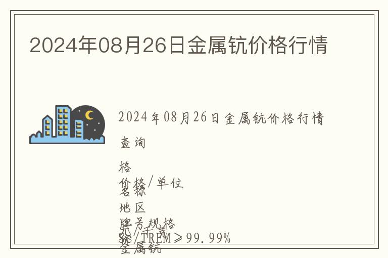 2024年08月26日金屬鈧價格行情