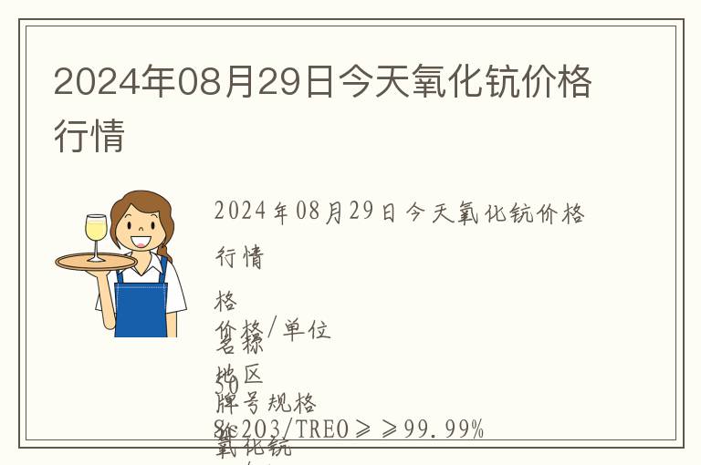 2024年08月29日今天氧化鈧價格行情
