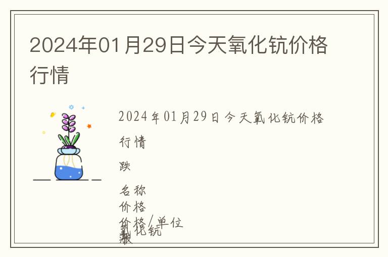 2024年01月29日今天氧化鈧價格行情