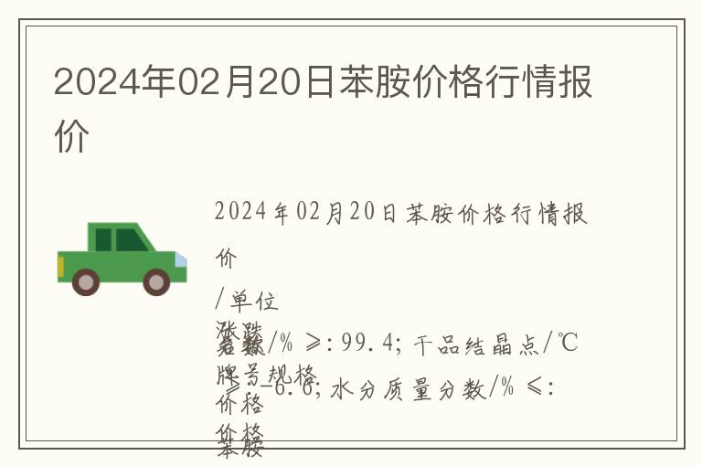 2024年02月20日苯胺價(jià)格行情報(bào)價(jià)
