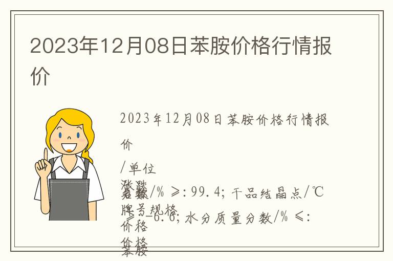 2023年12月08日苯胺價格行情報價