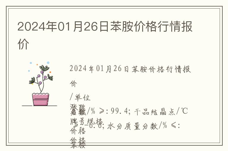 2024年01月26日苯胺價格行情報價