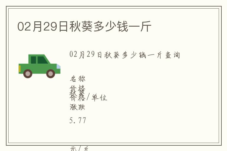 02月29日秋葵多少錢一斤