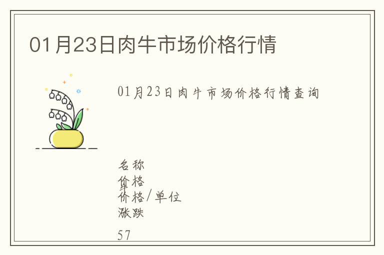 01月23日肉牛市場價格行情