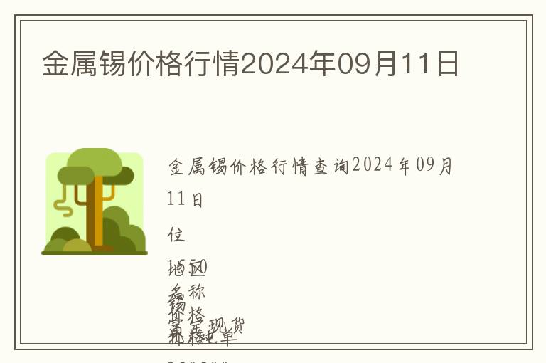 金屬錫價格行情2024年09月11日