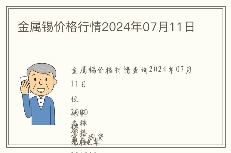 金屬錫價格行情2024年07月11日