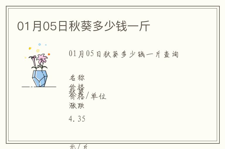 01月05日秋葵多少錢一斤