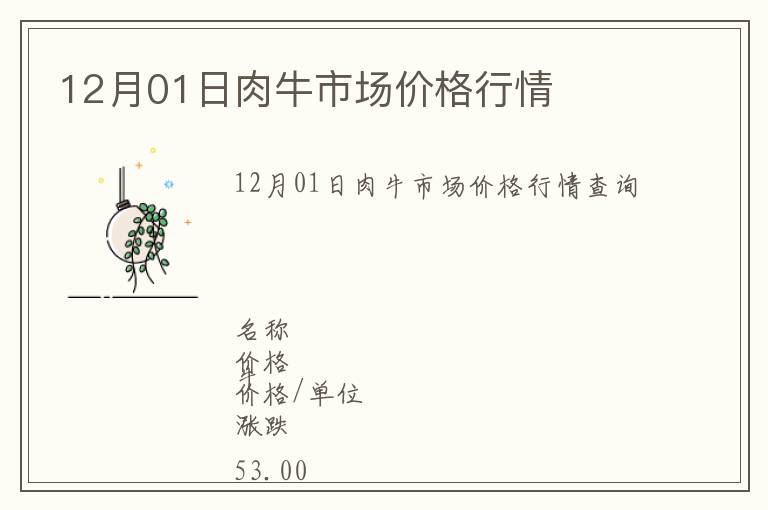 12月01日肉牛市場價格行情