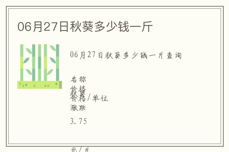 06月27日秋葵多少錢一斤