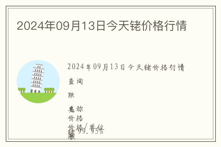 2024年09月13日今天銠價格行情
