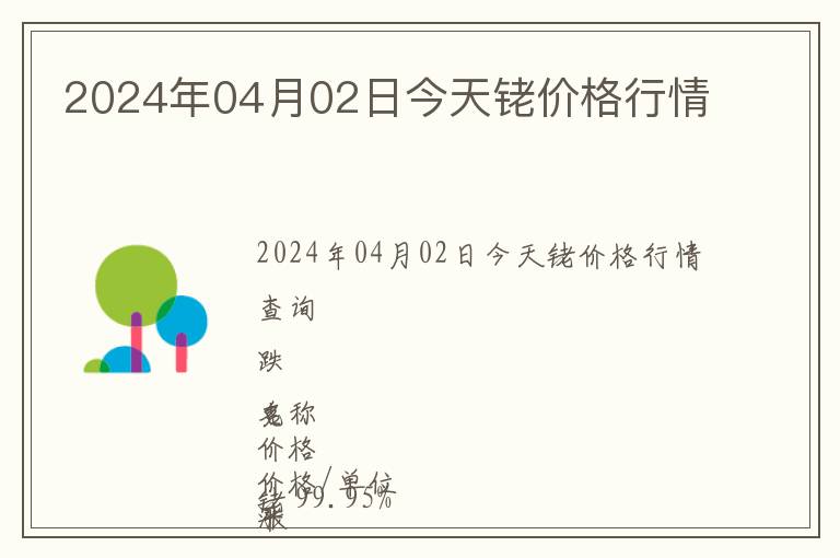 2024年04月02日今天銠價格行情