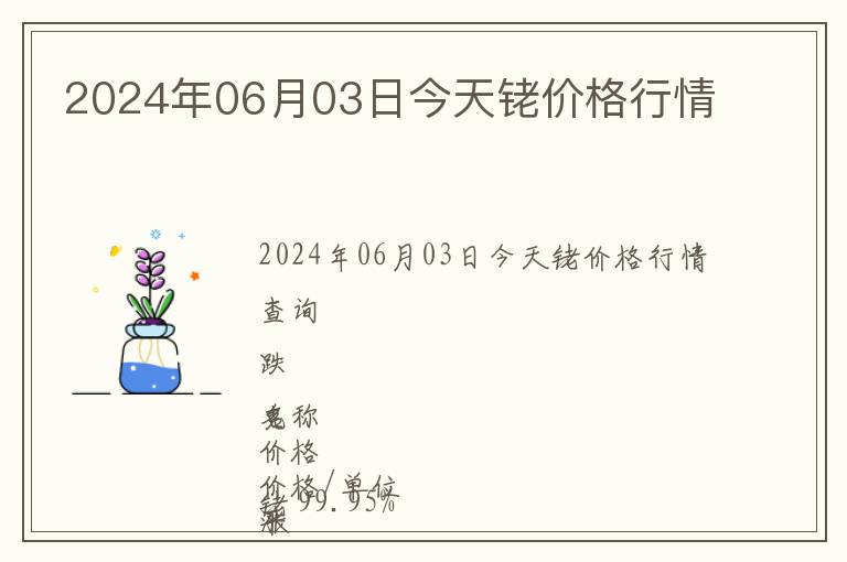 2024年06月03日今天銠價格行情