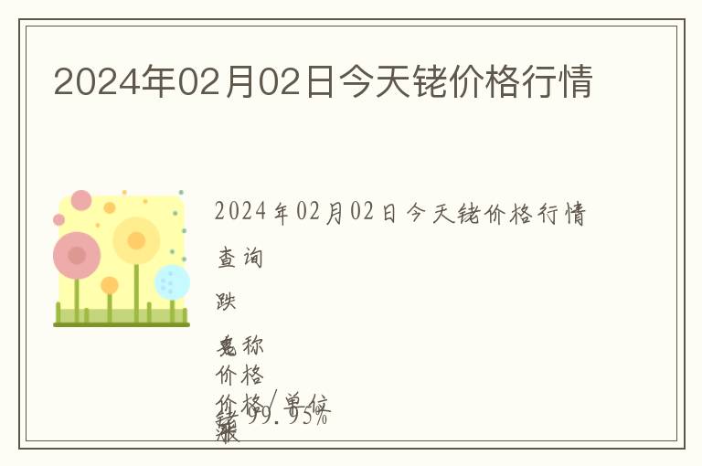 2024年02月02日今天銠價(jià)格行情