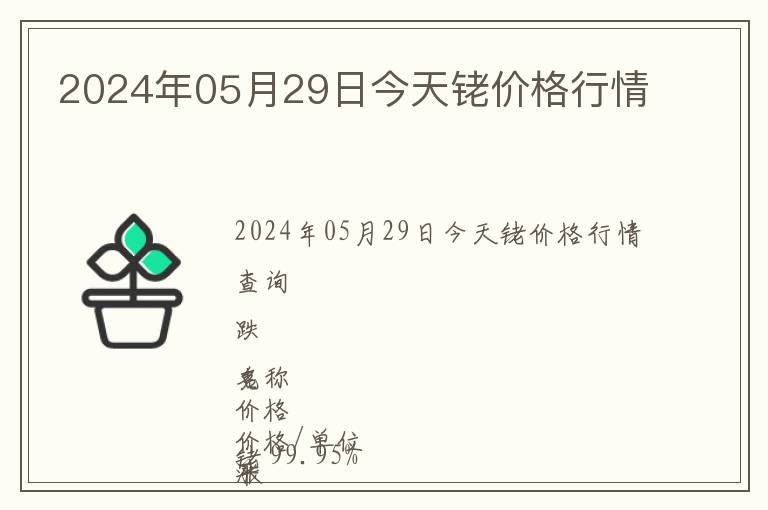 2024年05月29日今天銠價格行情