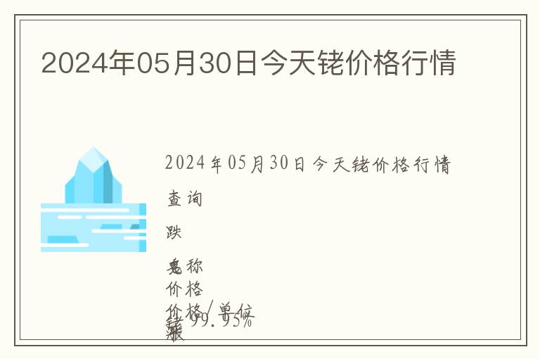 2024年05月30日今天銠價格行情