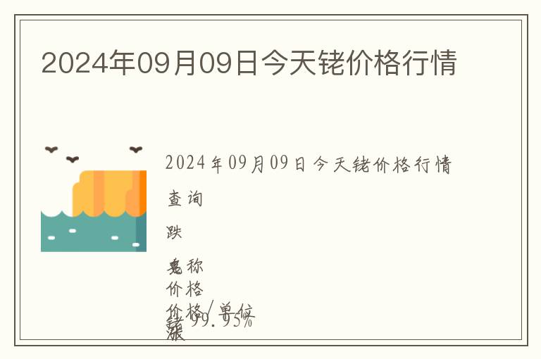 2024年09月09日今天銠價(jià)格行情