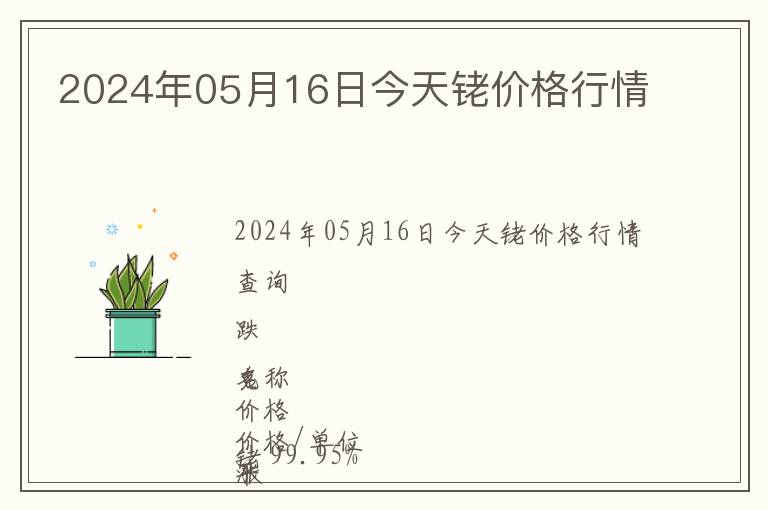 2024年05月16日今天銠價(jià)格行情