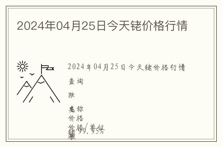 2024年04月25日今天銠價格行情