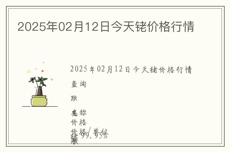 2025年02月12日今天銠價格行情