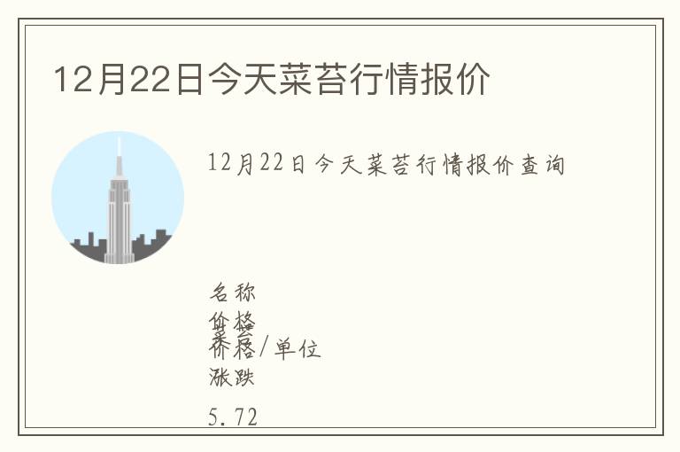 12月22日今天菜苔行情報價