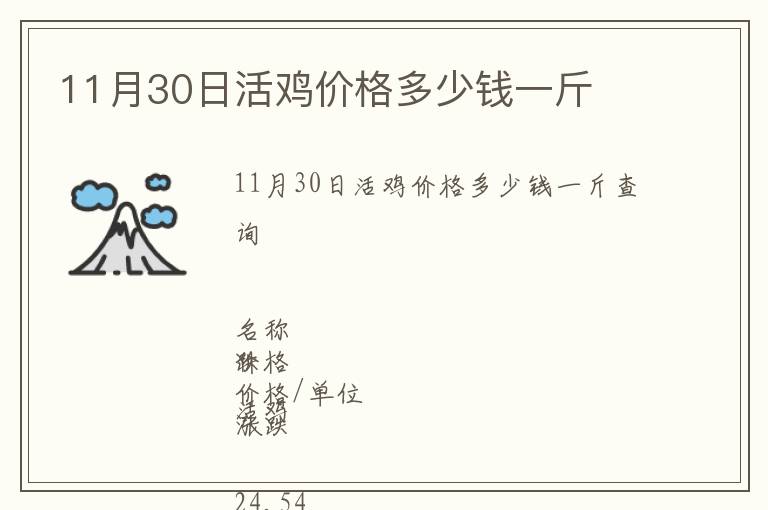 11月30日活雞價格多少錢一斤