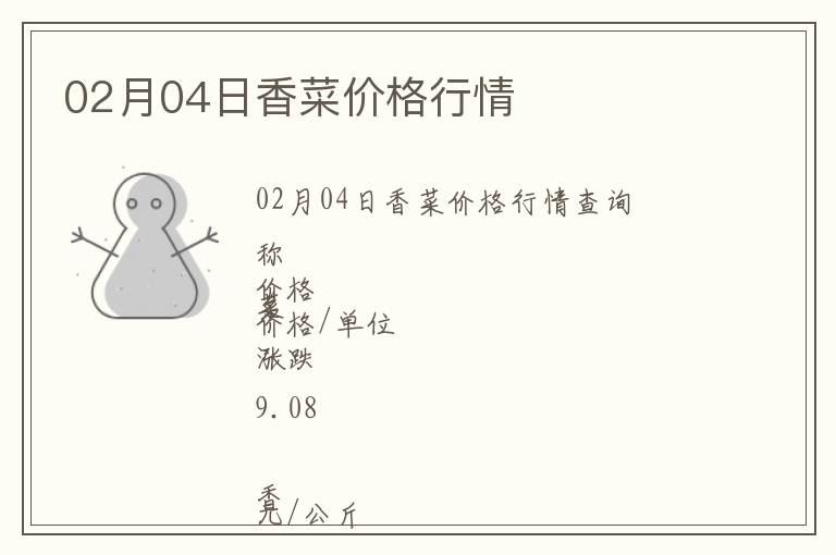 02月04日香菜價(jià)格行情