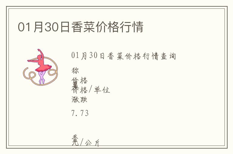 01月30日香菜價格行情