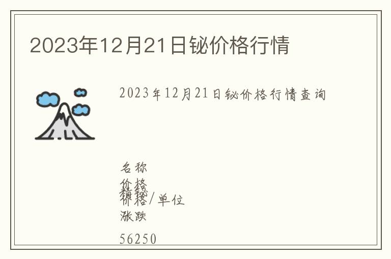 2023年12月21日鉍價格行情