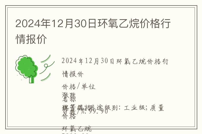 2024年12月30日環氧乙烷價格行情報價
