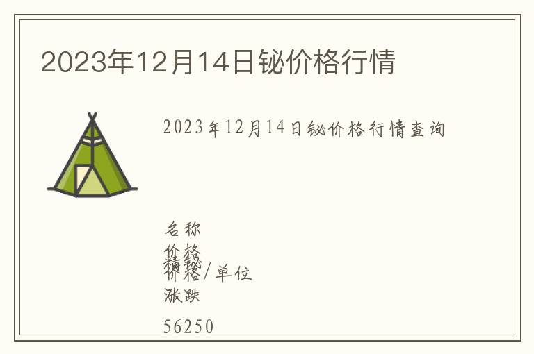 2023年12月14日鉍價(jià)格行情