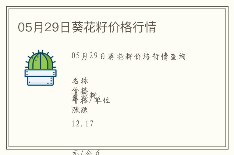 05月29日葵花籽價格行情