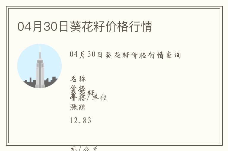 04月30日葵花籽價(jià)格行情