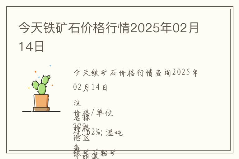 今天鐵礦石價格行情2025年02月14日