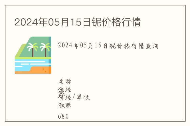 2024年05月15日鈮價(jià)格行情