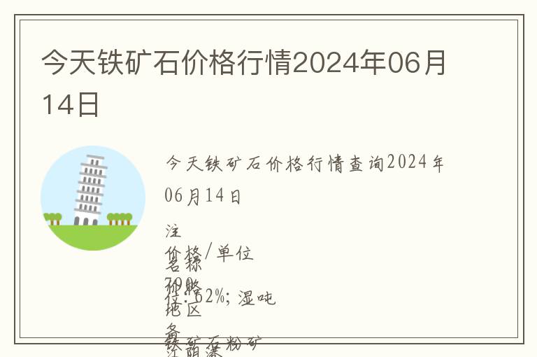 今天鐵礦石價格行情2024年06月14日