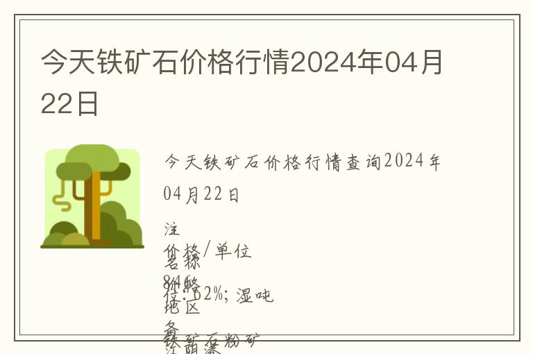 今天鐵礦石價格行情2024年04月22日