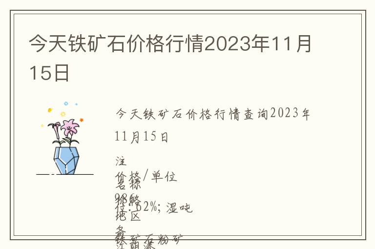 今天鐵礦石價格行情2023年11月15日